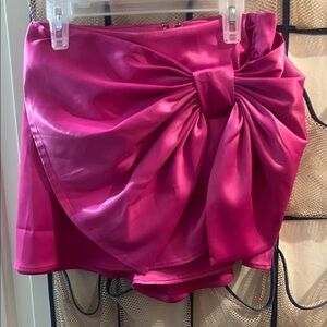 Elegant Pink Satin Mini Skort